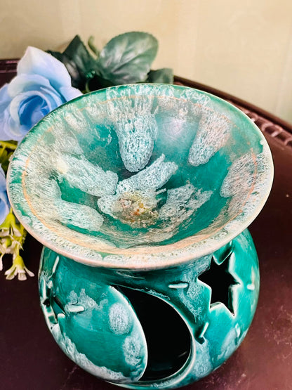 Turquoise Ceramic Wax Melt Burner – Decorative Oil Burner & Tealight Warmer (5 Inch)