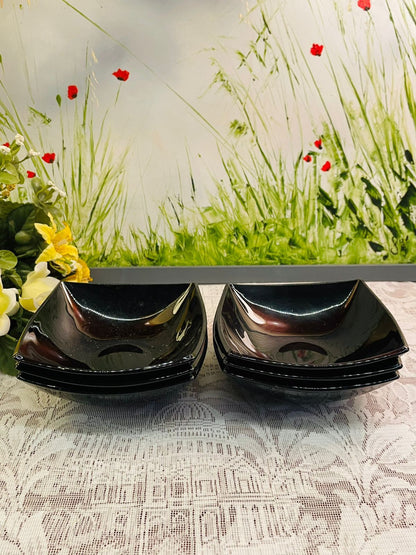 Vintage Black Square Dessert Bowls Set of 6