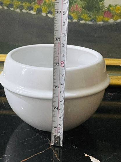 Classic Round White Ceramic Planter – 4.5” Glossy Bowl Shape Pot | Made in England
