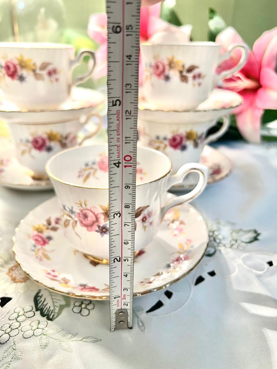 Royal Stafford Floral Bone China Teacup & Saucer Set England