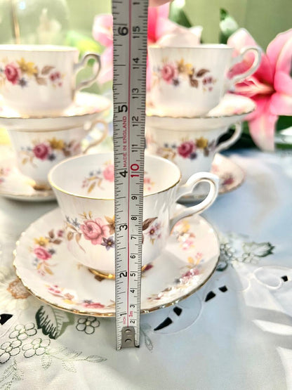Royal Stafford Floral Bone China Teacup & Saucer Set England