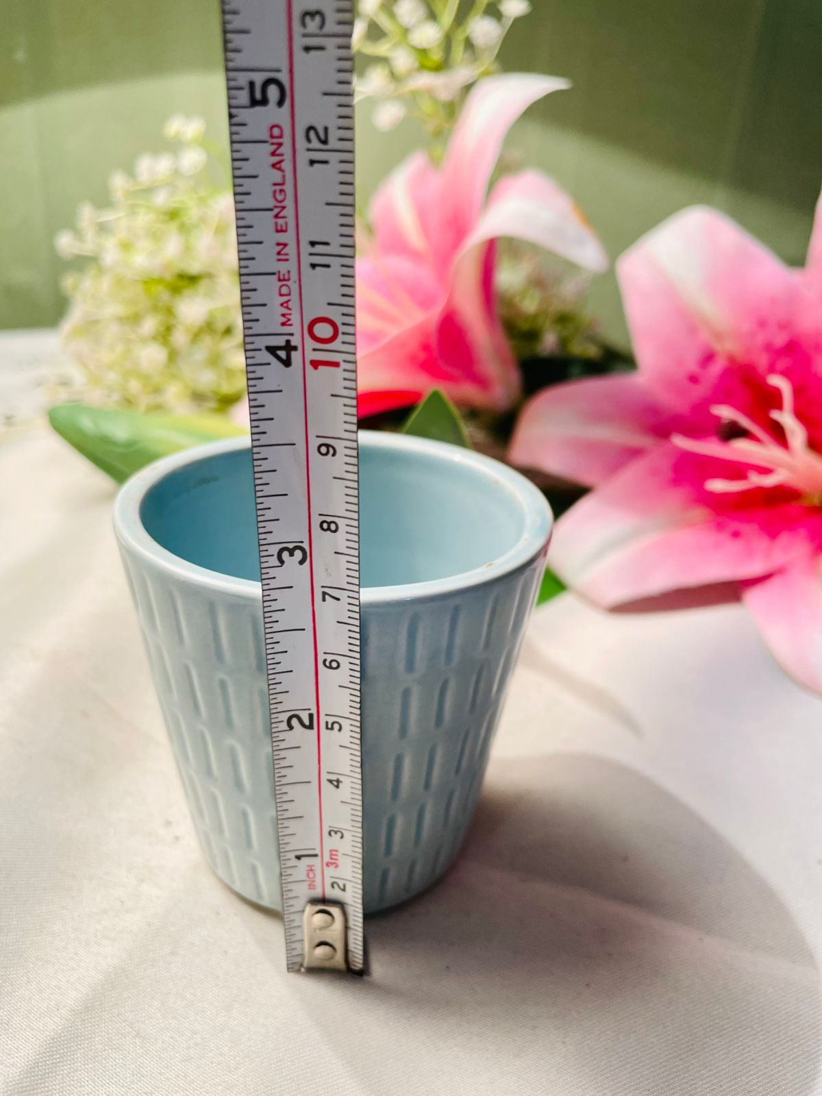 Light Blue Textured Ceramic Mini Planter 3 in