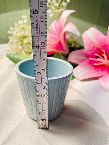 Light Blue Textured Ceramic Mini Planter 3 in