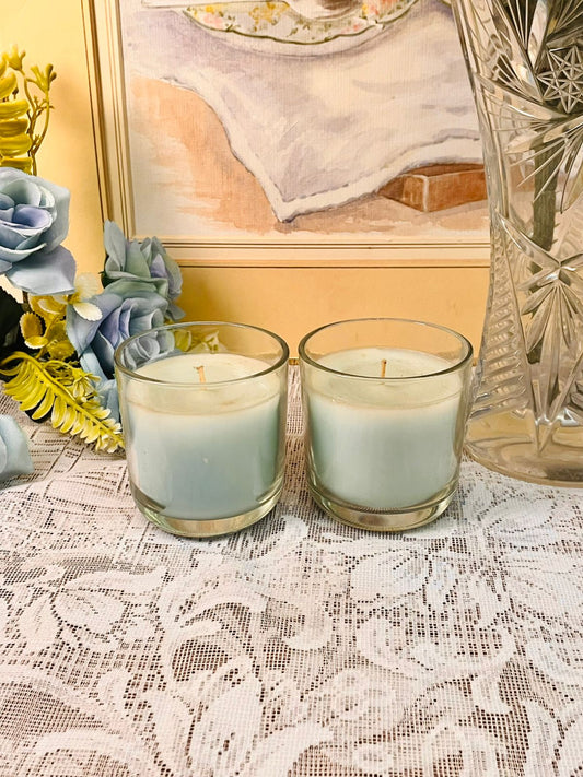 Vintage Glass Jar Candle  – Soft Sage Duo