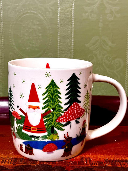 Christmas Santa & Woodland Ceramic Mug – 4"