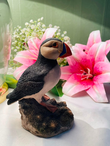 Puffin Bird Figurine on Rocky Base Approx. 15 cm