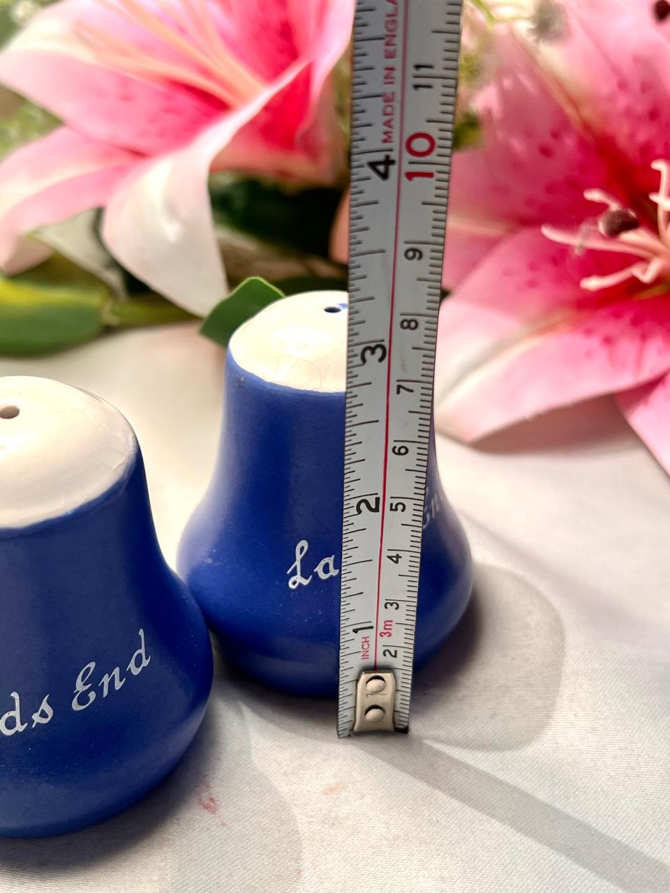Vintage Land’s End Blue Ceramic Salt & Pepper Shakers Set Approx. 7.5 cm