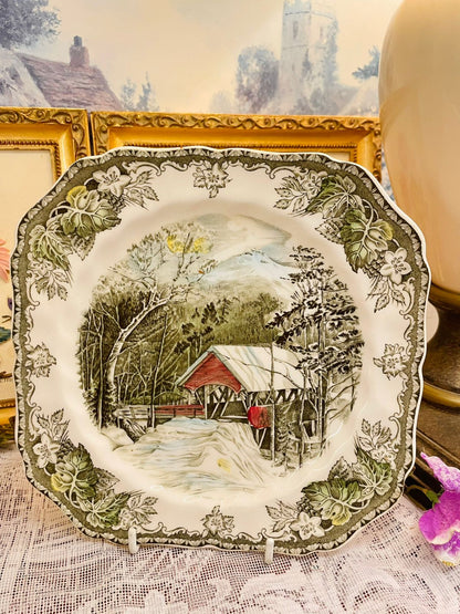 Johnson Bros Friendly Village Covered Bridge Plate 8in