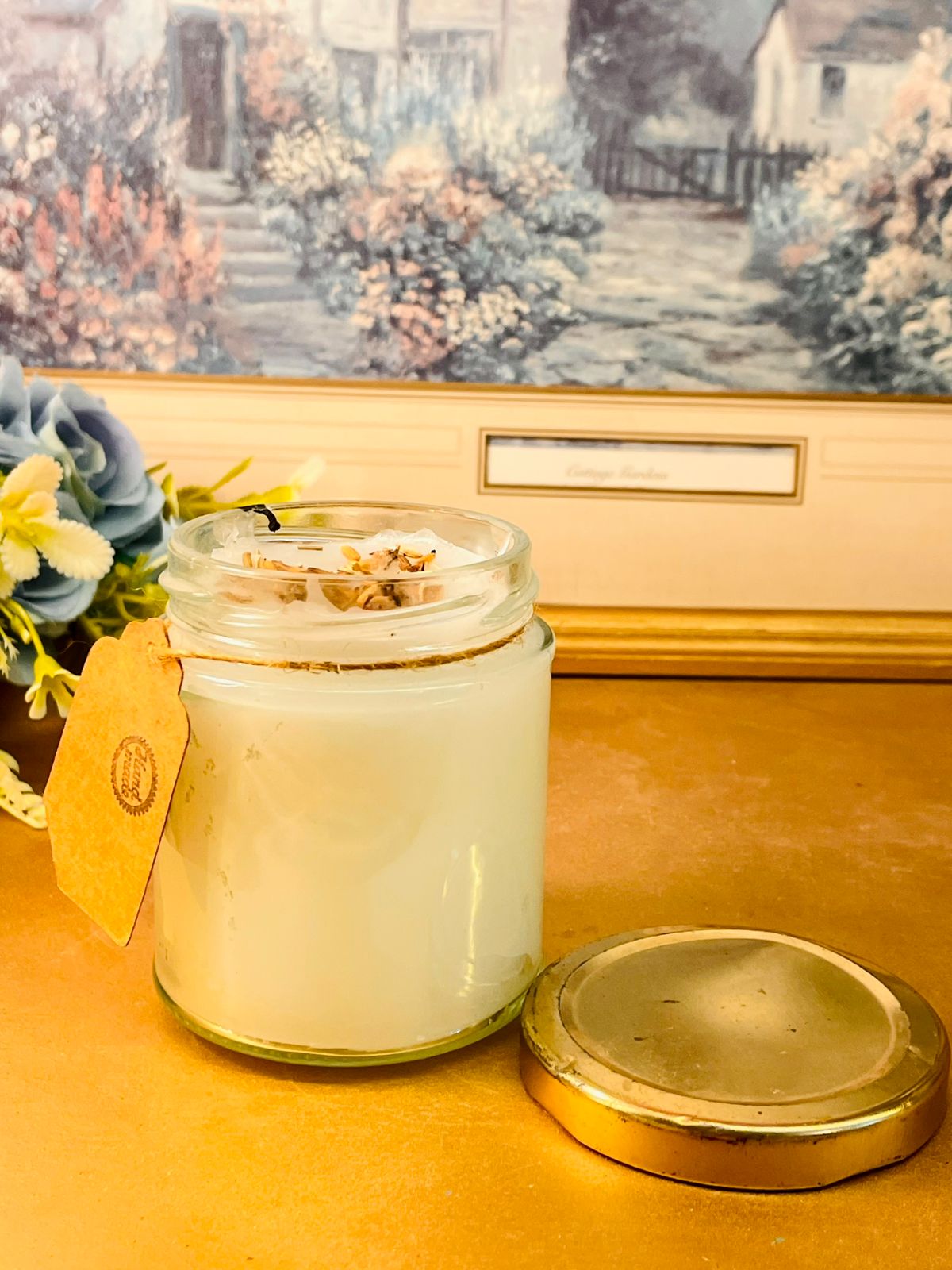 Handmade Scented Jar Candle with Lid Rustic Home Decor