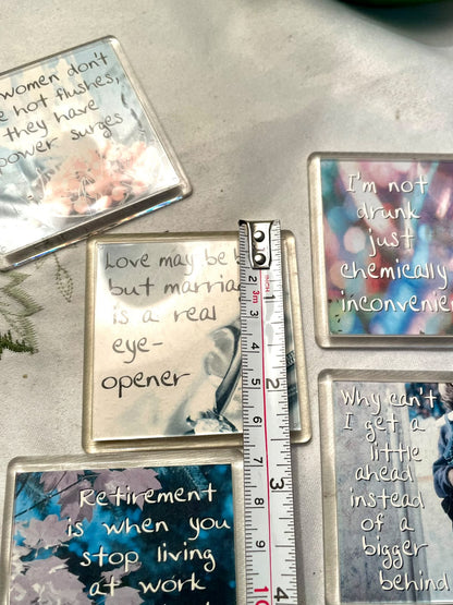 Vintage Humorous Quote Fridge Magnets – 5 Piece Set
