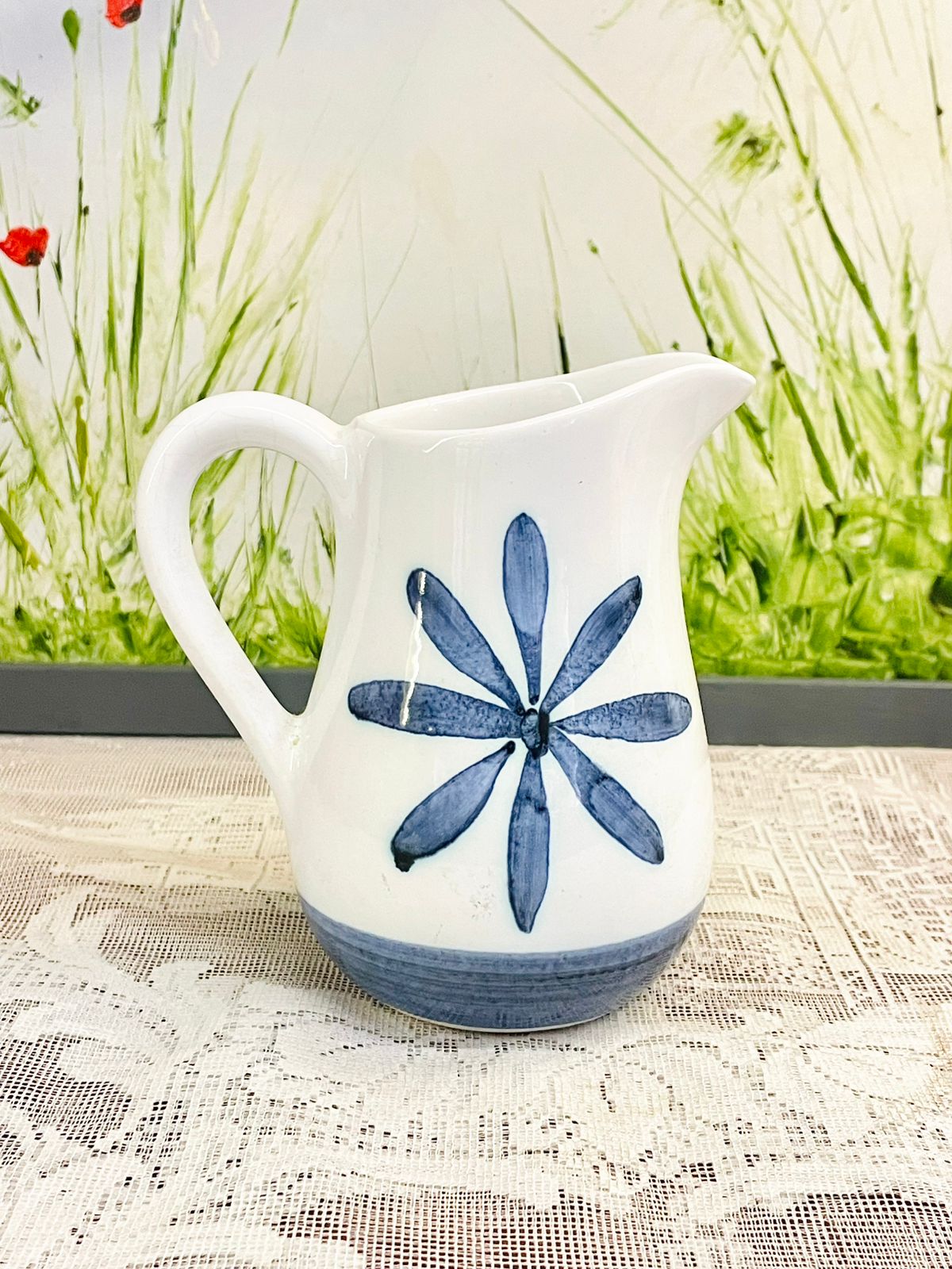 Cinque Ports Pottery Blue Floral Ceramic Jug