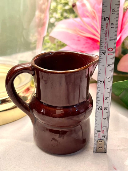 Vintage Brown Glazed Ceramic Milk Jug Approx. 10 cm