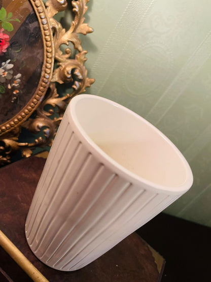white Ribbed Ceramic Plant Pot 5 Inch Indoor Planter