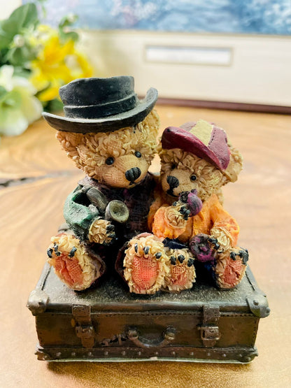 Journey Bears Vintage Teddy Bear Figurine on Trunk