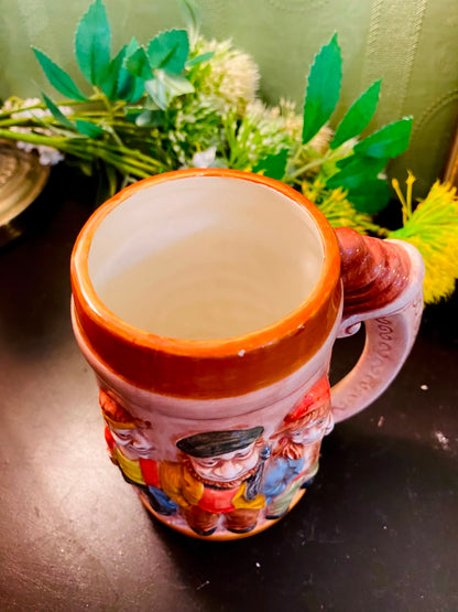 Vintage Character Relief Ceramic Tankard Mug 5 Inch