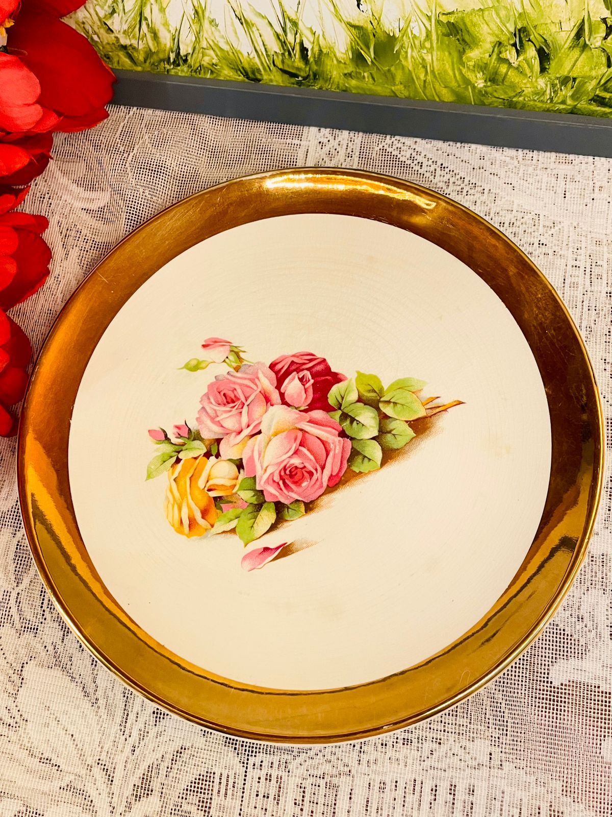 Royal Winton Grimwades Floral Plate Gold Rim 10 Inch
