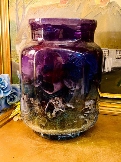 Large Deep Purple Glass Planter – Cottage-Core Home Decor