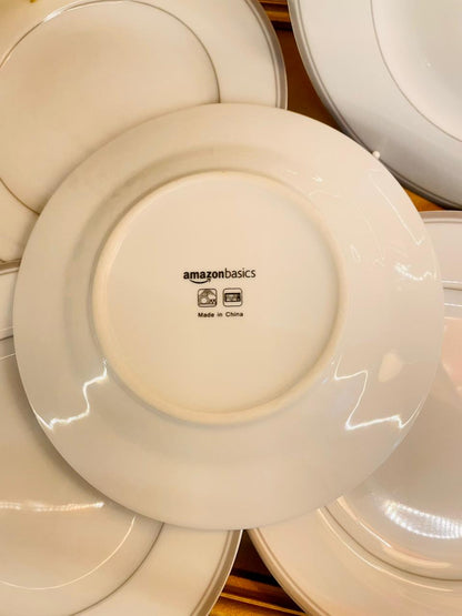 Set of 6 Minimalist Medium Plate Set Classic White Rim