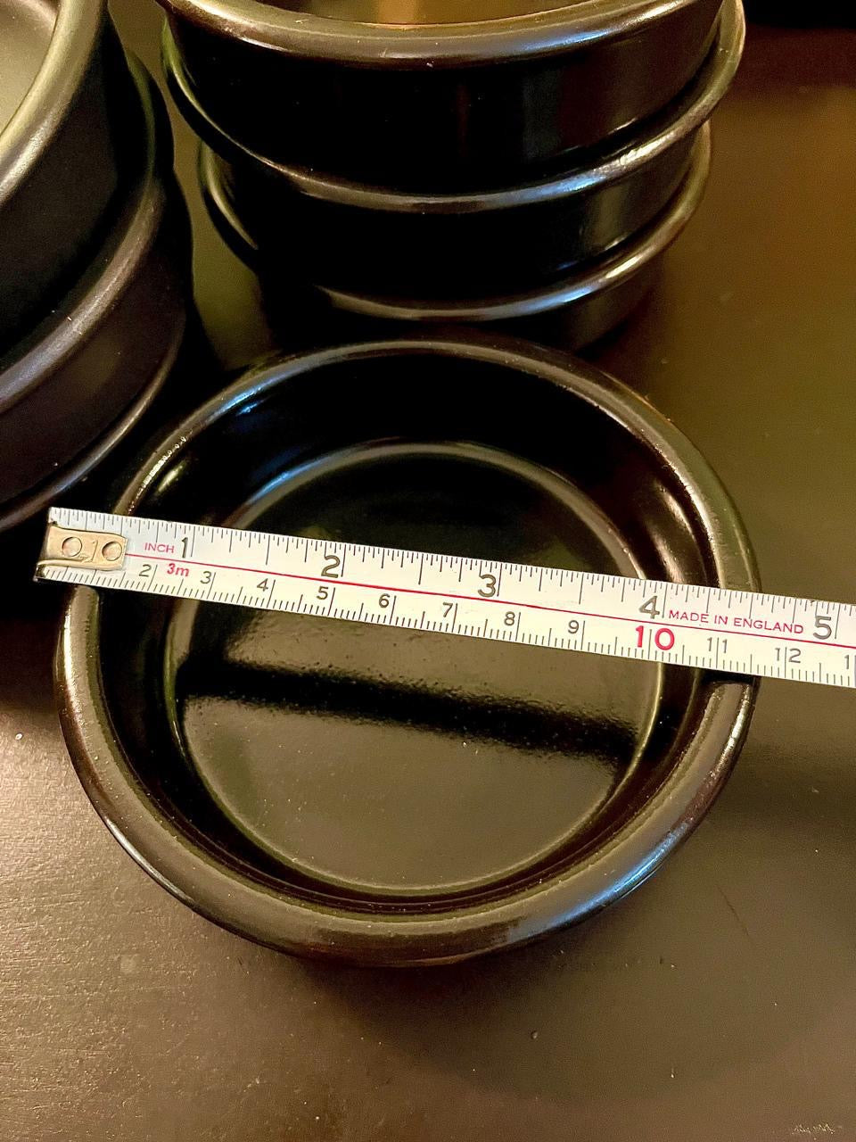 Set of 6 Black Ceramic Ramekin Bowls 4 Inch