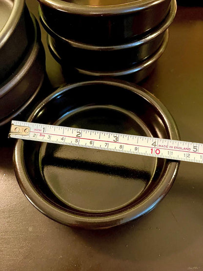 Set of 6 Black Ceramic Ramekin Bowls 4 Inch