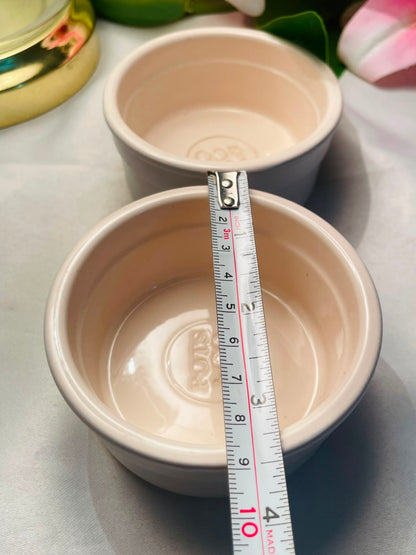 Pair of Cream Glazed Ceramic Ramekin Bowls Approx. 9 cm