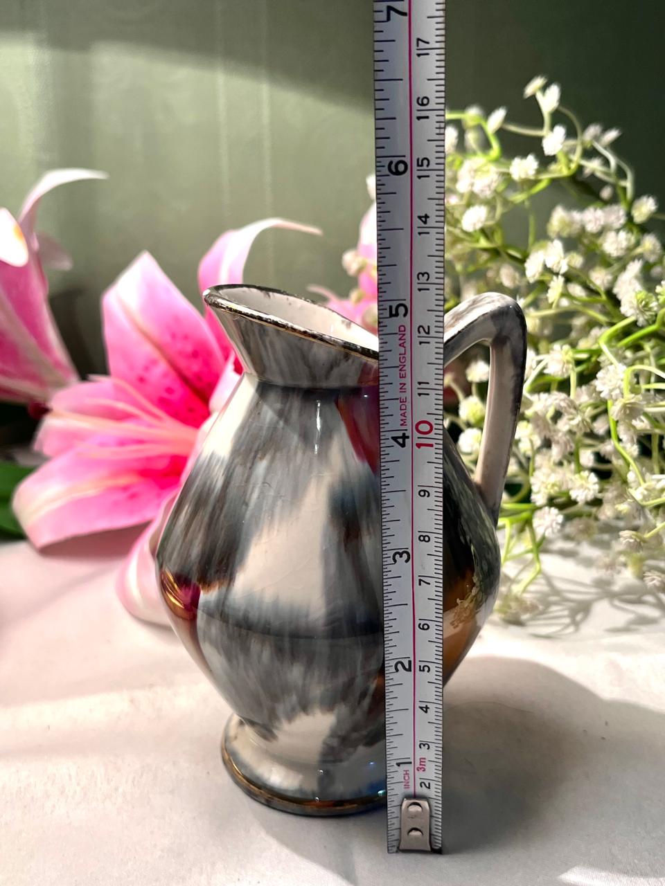 W. Germany Grey Lustre Ceramic Jug 5 Inch