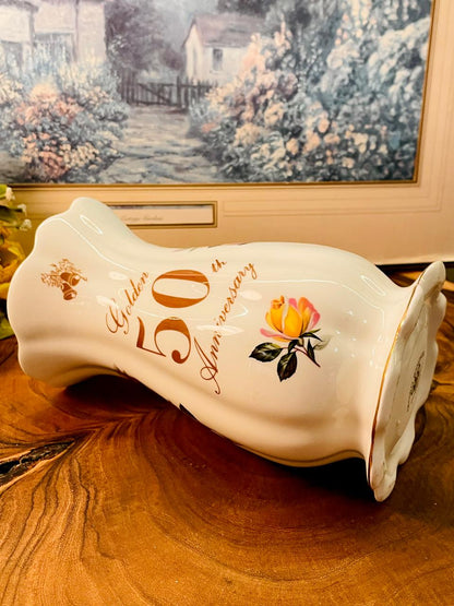 Vintage Crown Windsor Golden 50th Anniversary Vase England