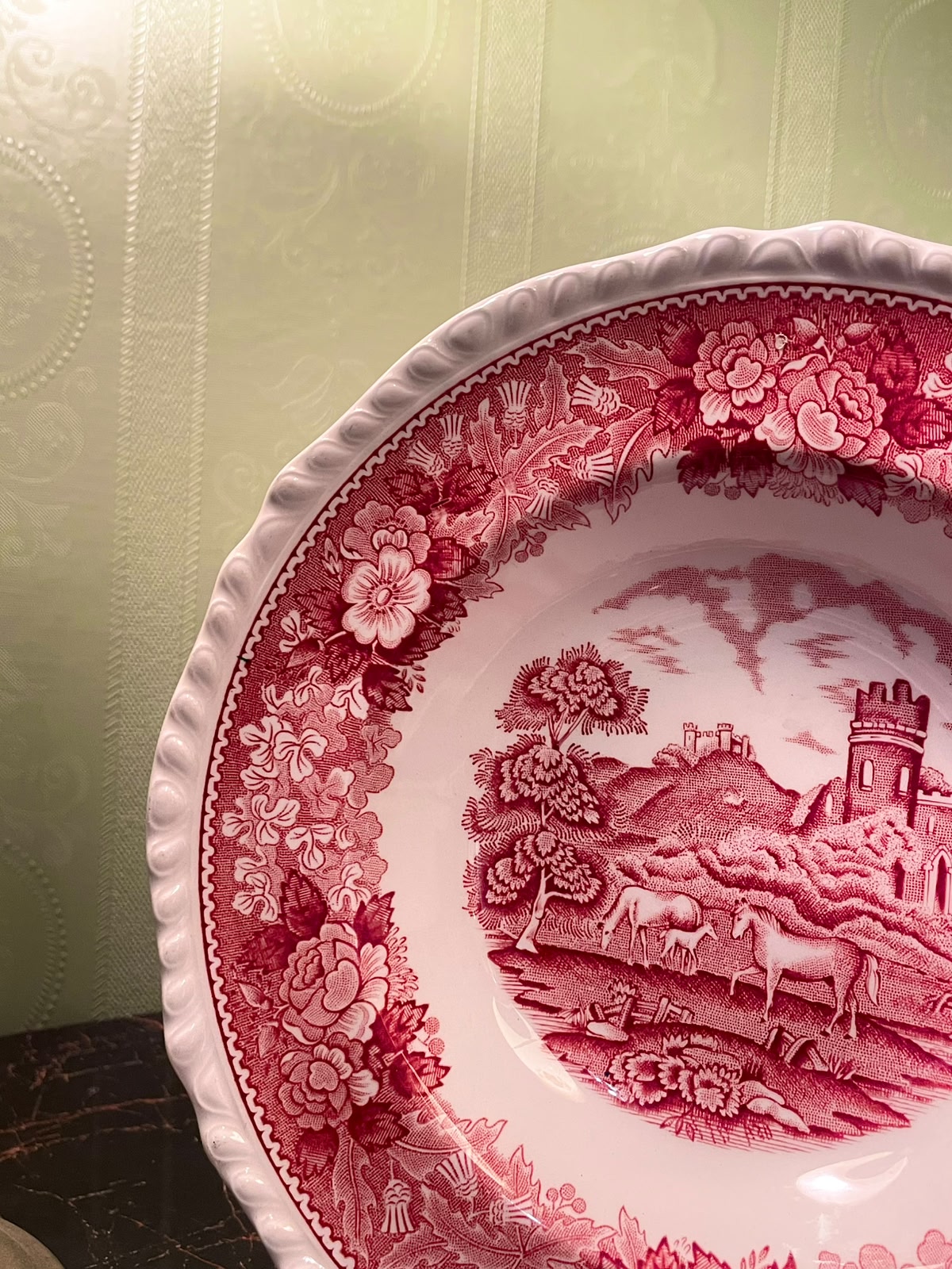 Adams English Scenic Pink Ironstone Plate 6 Inch