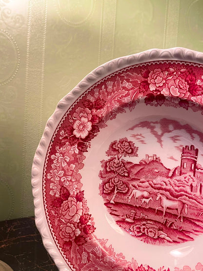 Adams English Scenic Pink Ironstone Plate 6 Inch
