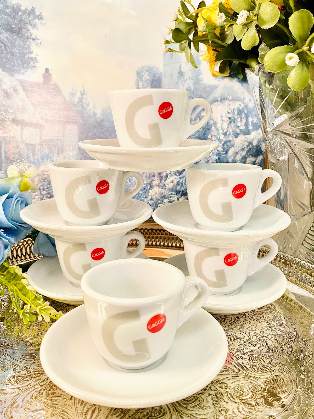 Gaggia Espresso 6 Cup Set – Vintage Café Style Porcelain