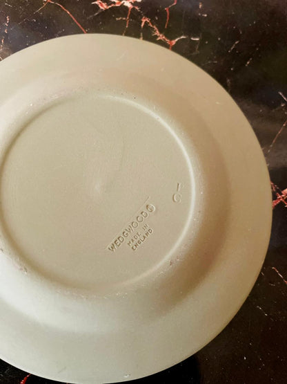 Vintage Wedgwood Jasperware Green Ashtray / Trinket Dish with White Relief – England