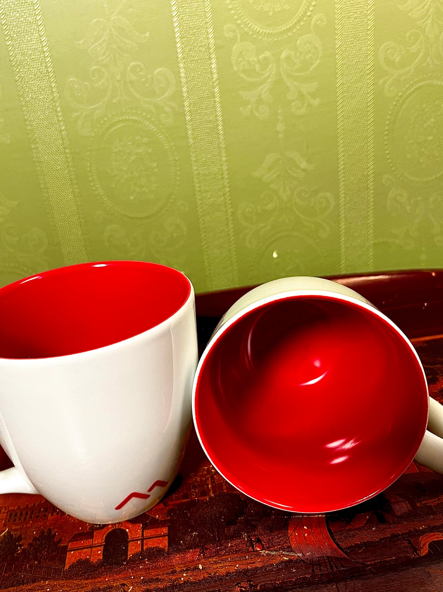 Lerche Matica Technologies Red & White Mugs Set of 2 10cm