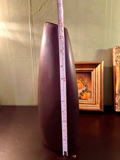 Tall Matte Brown Ceramic Floor Vase – Modern Slanted-Rim Design