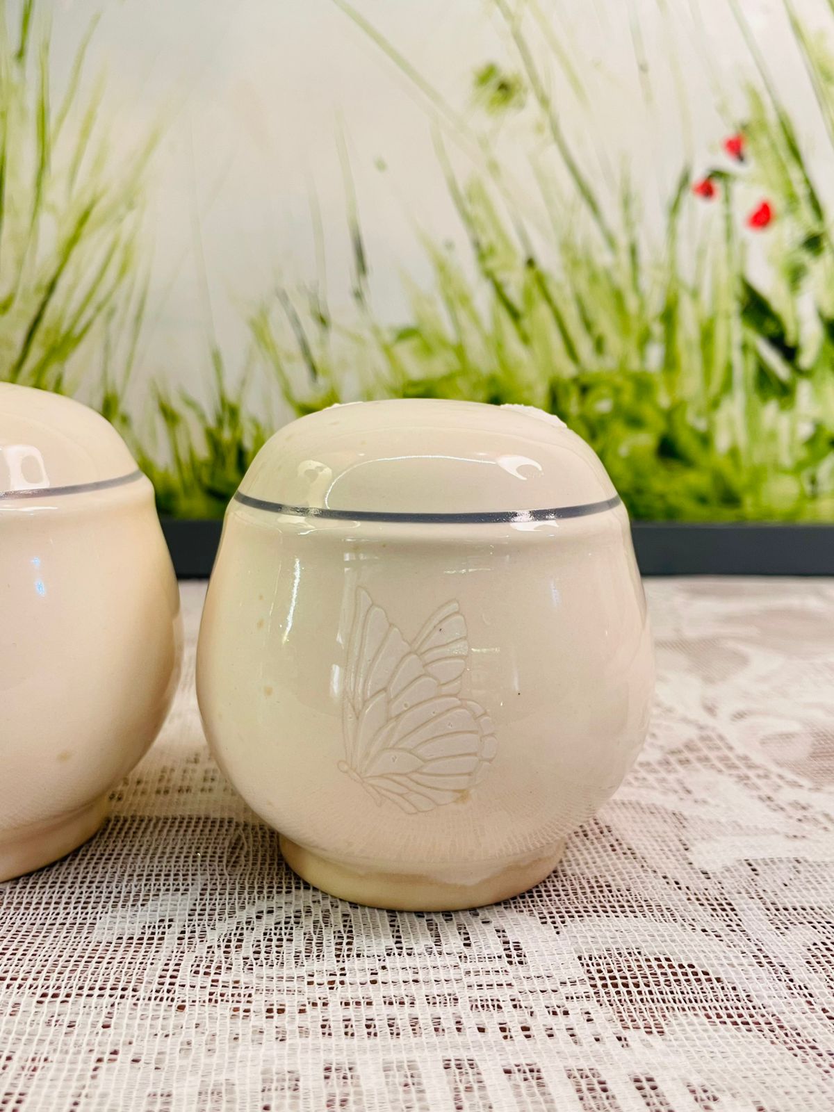 Vintage Porcelain Butterfly Salt & Pepper Shaker Set