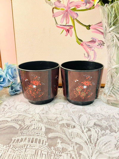 Vintage Floral Plant Pots Set of 2 – Retro Style
