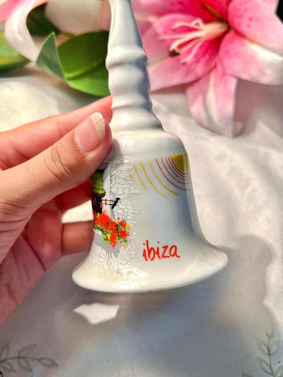 Vintage White Ceramic Cottage Window Floral Bell – 5
