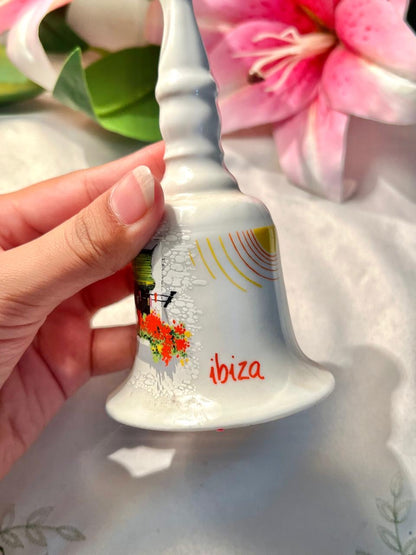 Vintage White Ceramic Cottage Window Floral Bell – 5