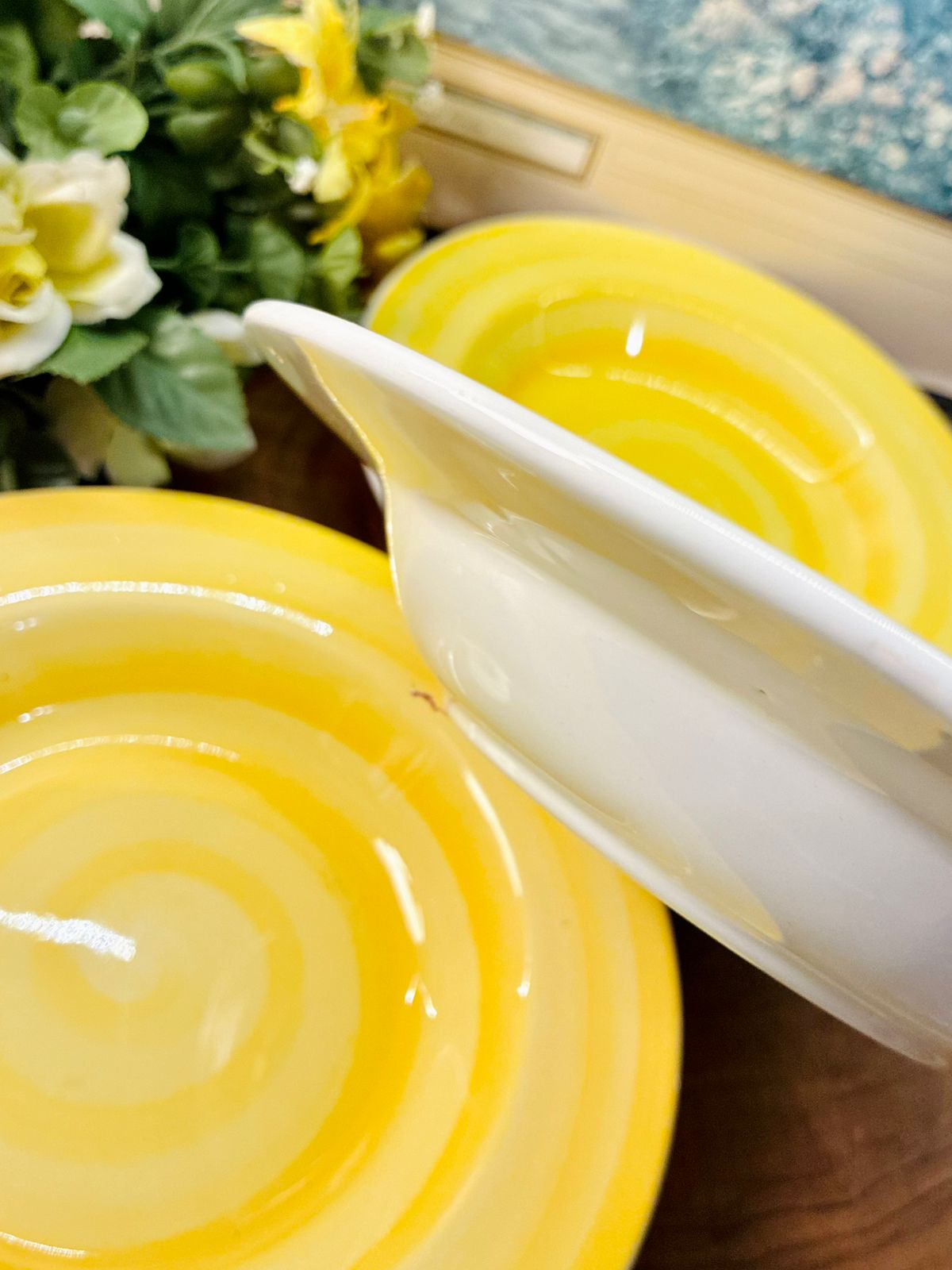 Vintage Yellow Swirl Deep Plater