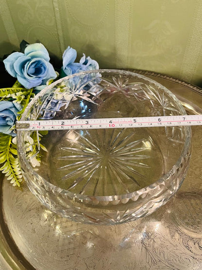 Vintage Cut Crystal Serving Bowl 18 cm Starburst Design