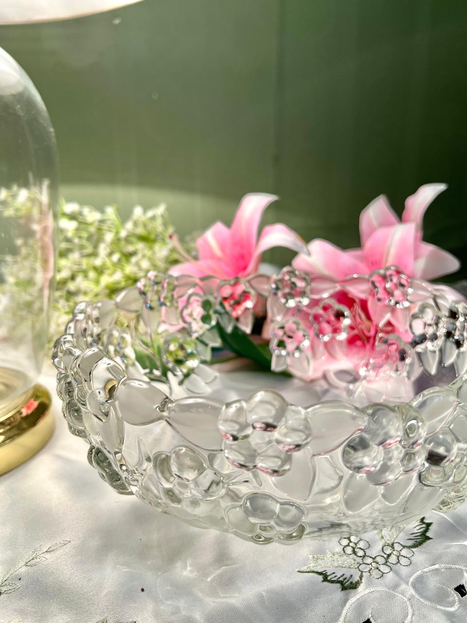 Vintage Clear Crystal Pedestal Extra Large Serving Bowl