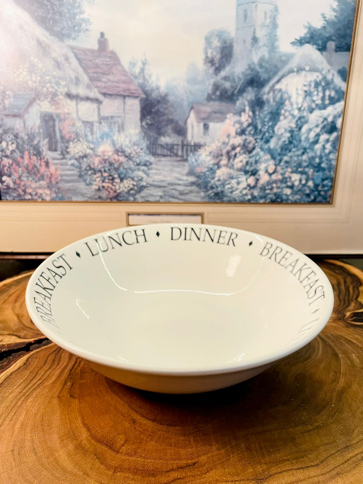 Vintage Breakfast Lunch Dinner Bowl | Minimal Typography Bowl