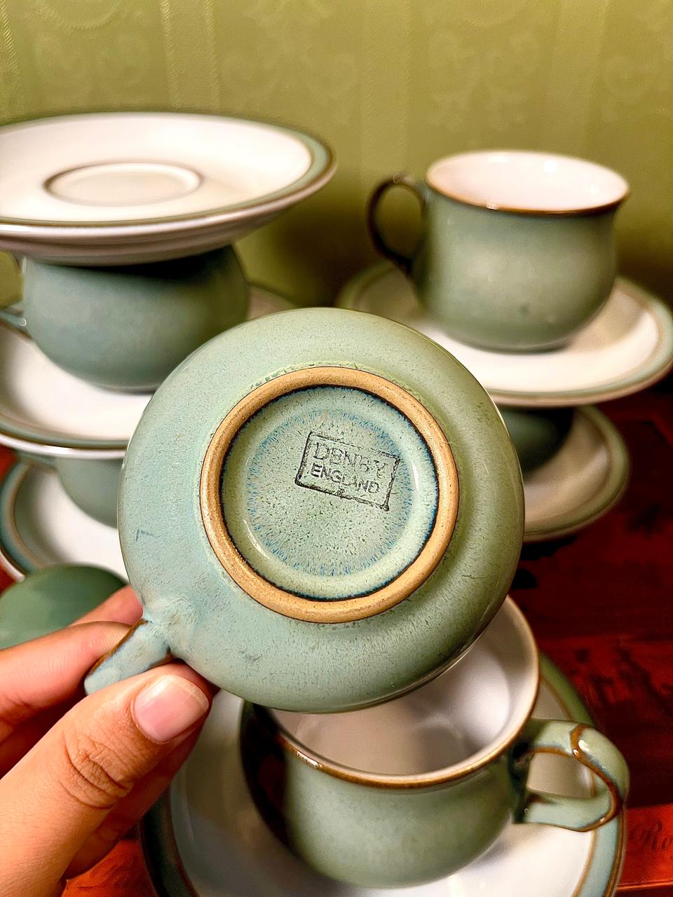 Vintage Denby Green Stoneware Tea Set | 13 Pieces | Made in England