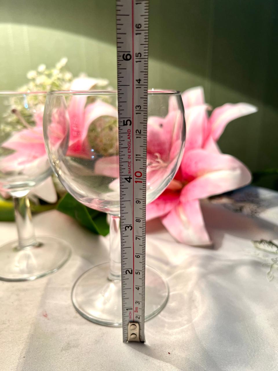 Vintage Clear Crystal Wine Goblets Pair Approx. 14 cm Tall