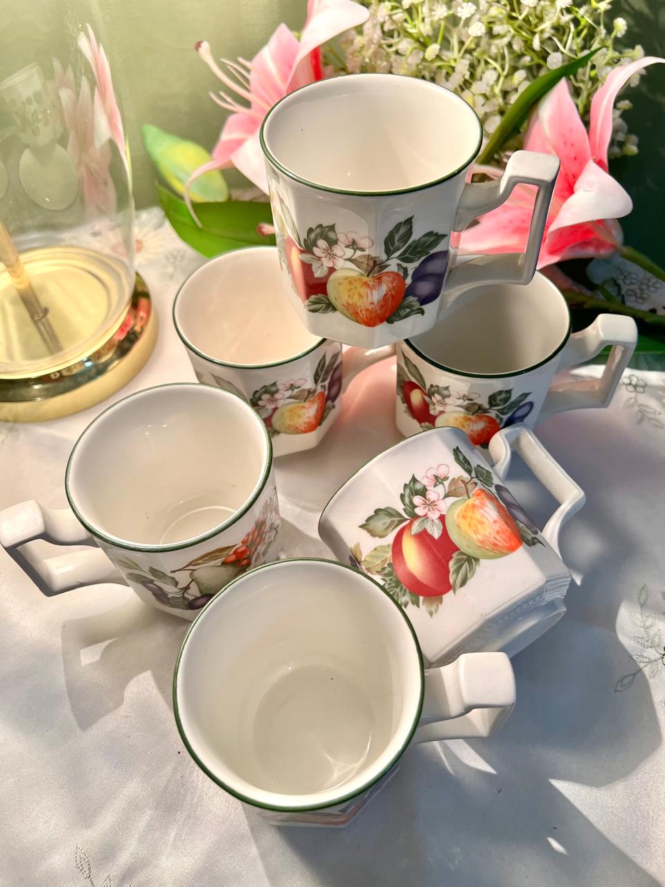 Set of 6 Johnson Brothers Octagonal Fresh Fruit Mugs England