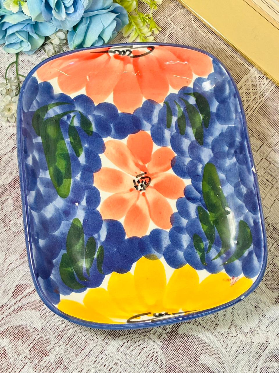 Ceramicas Cabo Spain Hand-Painted Ceramic Serving Platter – Multicolor