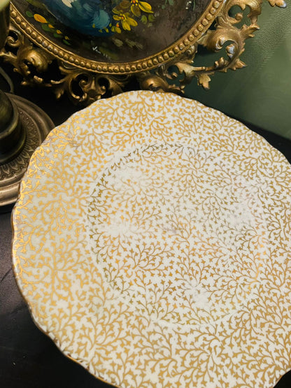 Crown Regent Bone China Gold Chintz Cake Plater England