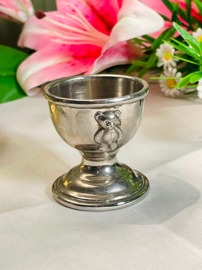 Silver-Tone Teddy Bear Egg Cup – 6 cm