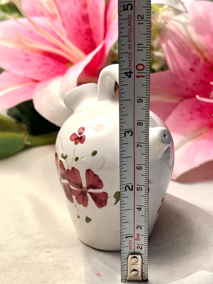 White Ceramic Floral vase with Handle Approx. 10 cm