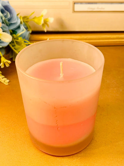 Frosted Pink Scented Candle Minimal Glass Decor