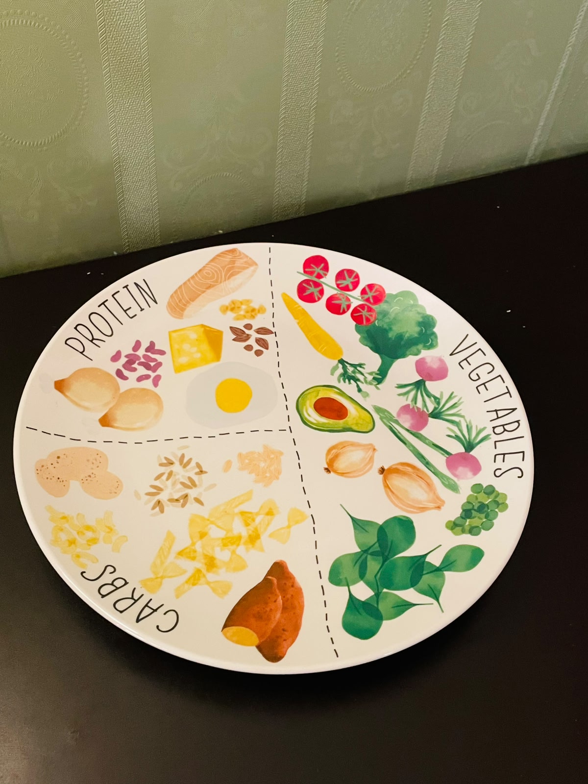 Portion Plate 11 Inch Protein Vegetables Carbs Design